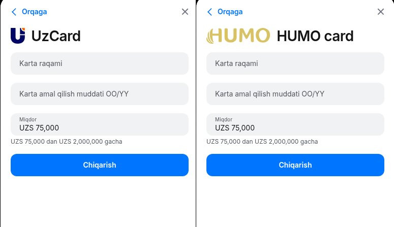 1Win pul yechish — UzCard orqali, minimal 75 000 UZS, maksimal 2 000 000 UZS