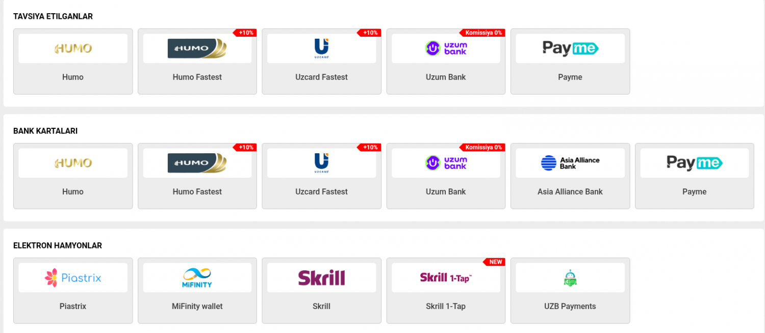 Melbet depozit usullari — Humo, UzCard, PayMe, Uzum Bank limitlari